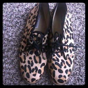 Animal print loafers that lace up